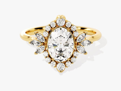 Stunning 1.50 CT Oval Moissanite Engagement Ring with Cluster Design 1