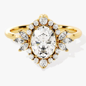 Stunning 1.50 CT Oval Moissanite Engagement Ring with Cluster Design