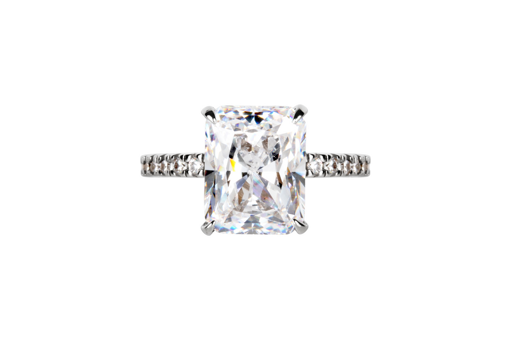 Radiant Cut Solitaire Style Cubic Zirconia in 925 Sterling Silver Ring 4