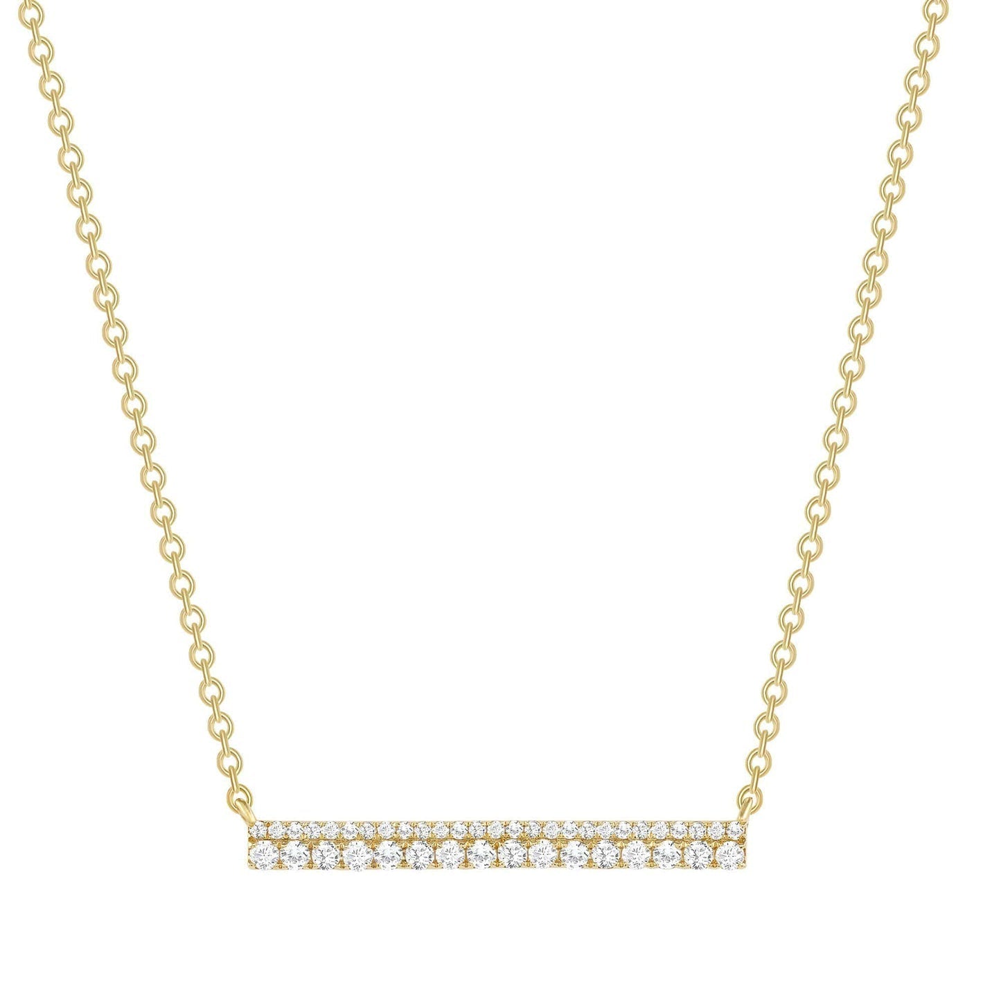 2.0 CT Round Moissanite Diamond Bar Pendant Necklace in Solid Gold 1