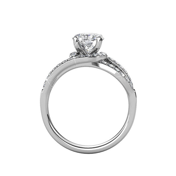 Round Cut Pave & Split Shank Style Cubic Zirconia in 925 Sterling Silver Ring 4