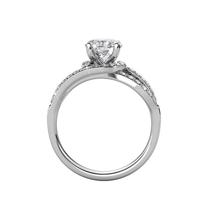 Round Cut Pave & Split Shank Style Cubic Zirconia in 925 Sterling Silver Ring 4