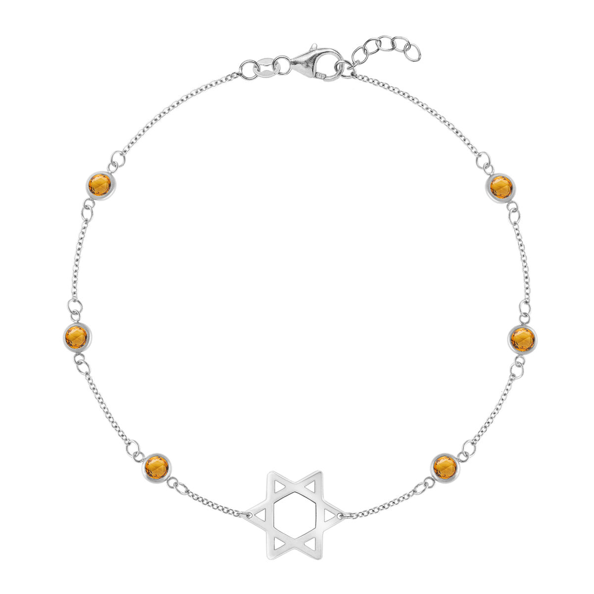 1.5 TCW Round Citrine Lab Made Diamond-November Birthstone Bracelet 4