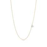 0.20 CT Round Moissanite Diamond Initial Asymmetric Necklace in Solid Gold 29