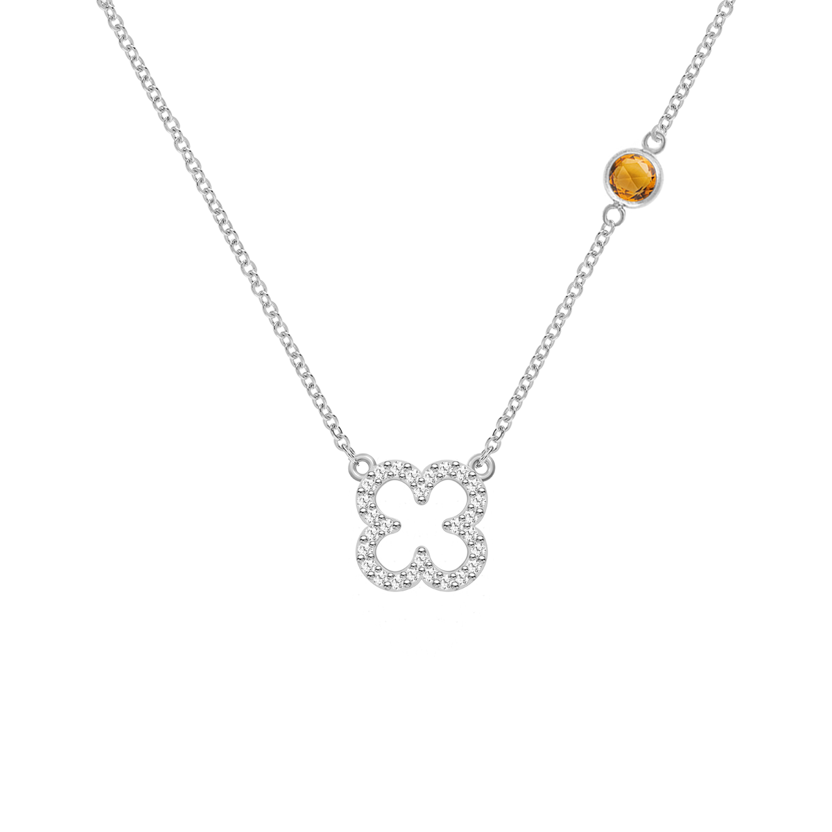 0.25 CT Round Citrine Lab Made Diamond- November Birthstone Necklace 7
