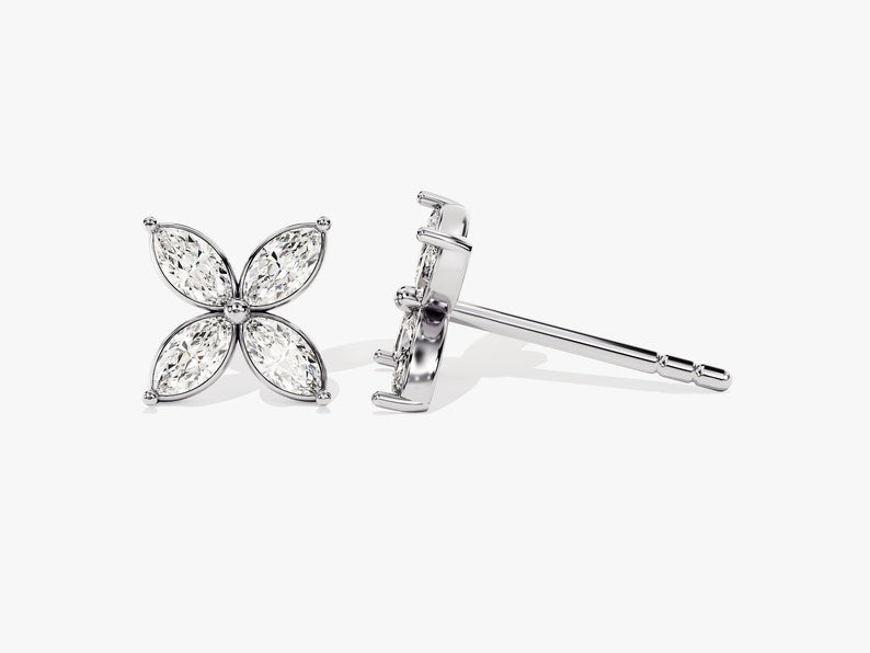 0.50 TCW Marquise Cut Moissanite Stud Earrings in Gold 4