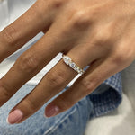 Stunning 1.13 CT Round & Pear Moissanite Stones Open Wedding Bands 5