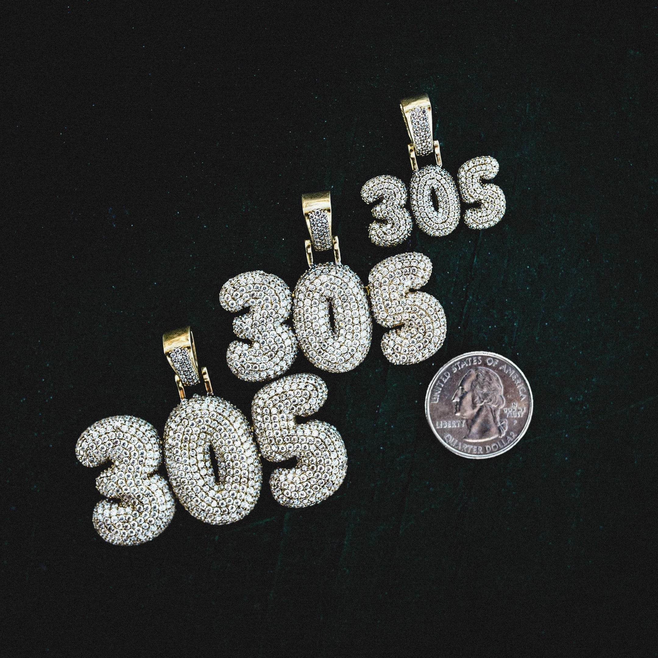 40 CT Round Moissanite Bubble Letter Style Silver Pendant for Him 4