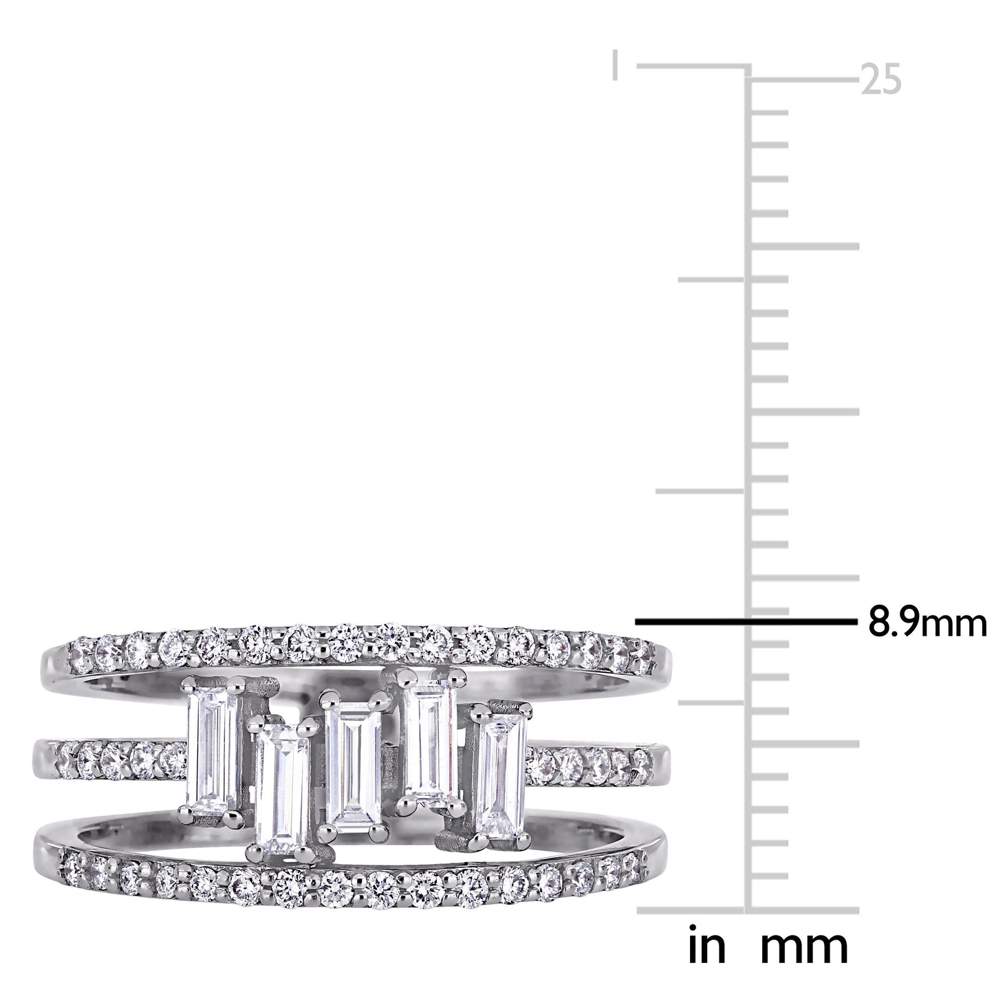 Round Cut Cubic Zirconia in 925 Sterling Silver Wedding Bands 6