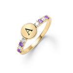 0.48 TCW Round Amethyst Lab Made Diamond- February Birthstone Ring 1