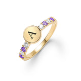 0.48 TCW Round Amethyst Lab Made Diamond- February Birthstone Ring 1