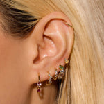 0.50 TCW Round Cut Moissanite Cluster Huggies Earrings in Gold 7