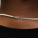 32 CT Round Moissanite Diamond Micro Tennis Silver Necklace For Him 4