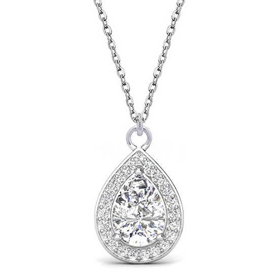 Round Cut Cubic Zirconia in 925 Sterling Silver Necklace 1