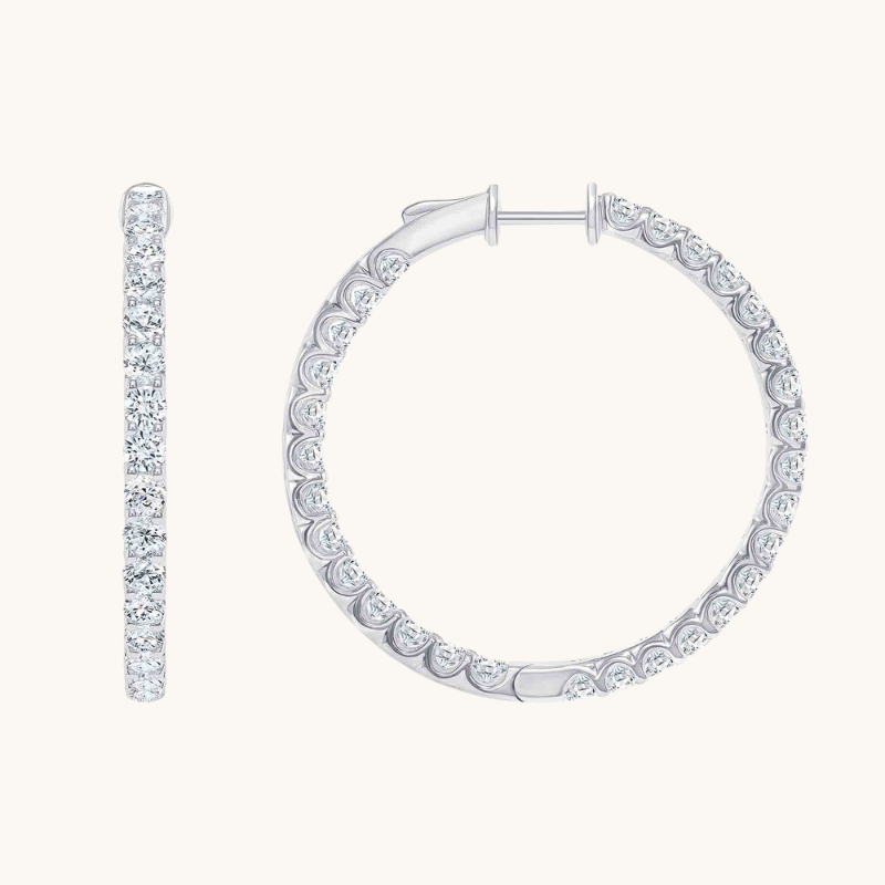 0.30 TCW Round Cut Moissanite Big Hoops Earrings in Gold 3