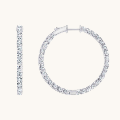0.30 TCW Round Cut Moissanite Big Hoops Earrings in Gold 3