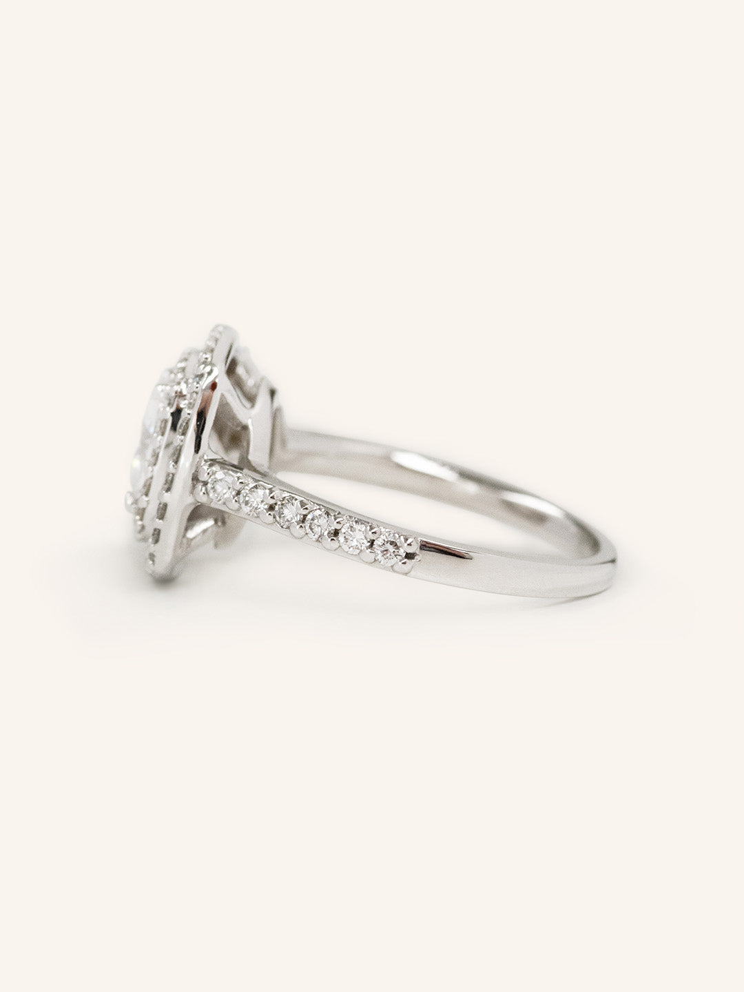 Stunning 1.0 CT Cushion Moissanite Engagement Ring with Double Halo and Pave Design 5