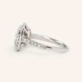 Stunning 1.0 CT Cushion Moissanite Engagement Ring with Double Halo and Pave Design 5