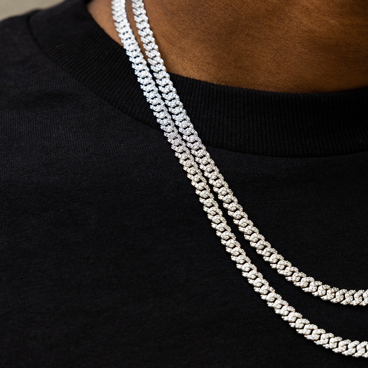 40 CT Round Moissanite Diamond Cuban Silver Necklace For Him 4