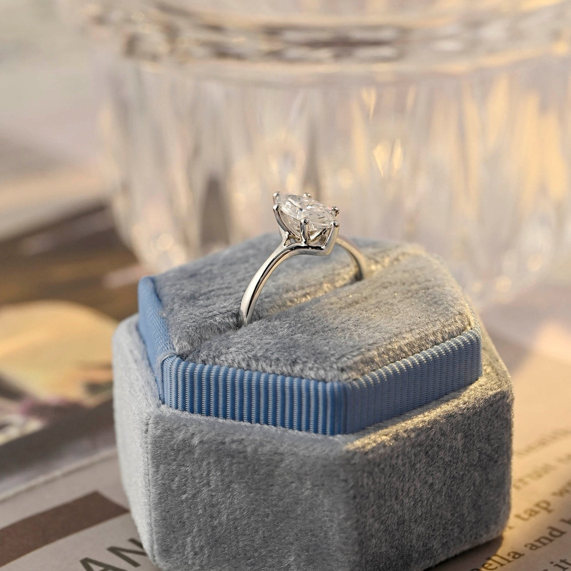 Stunning 2.0 CT Marquise Moissanite Engagement Ring with Solitaire Design 7