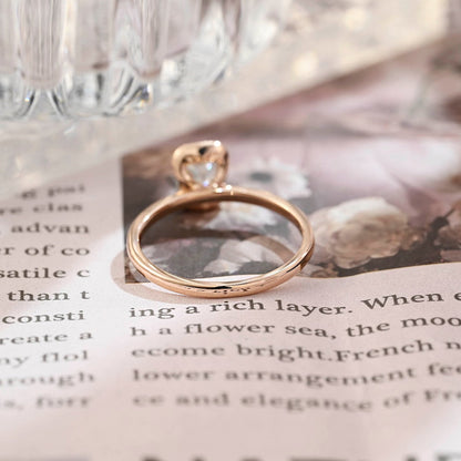 1.0 CT Emerald Cut Moissanite Engagement Ring with Half Bezel Design 4