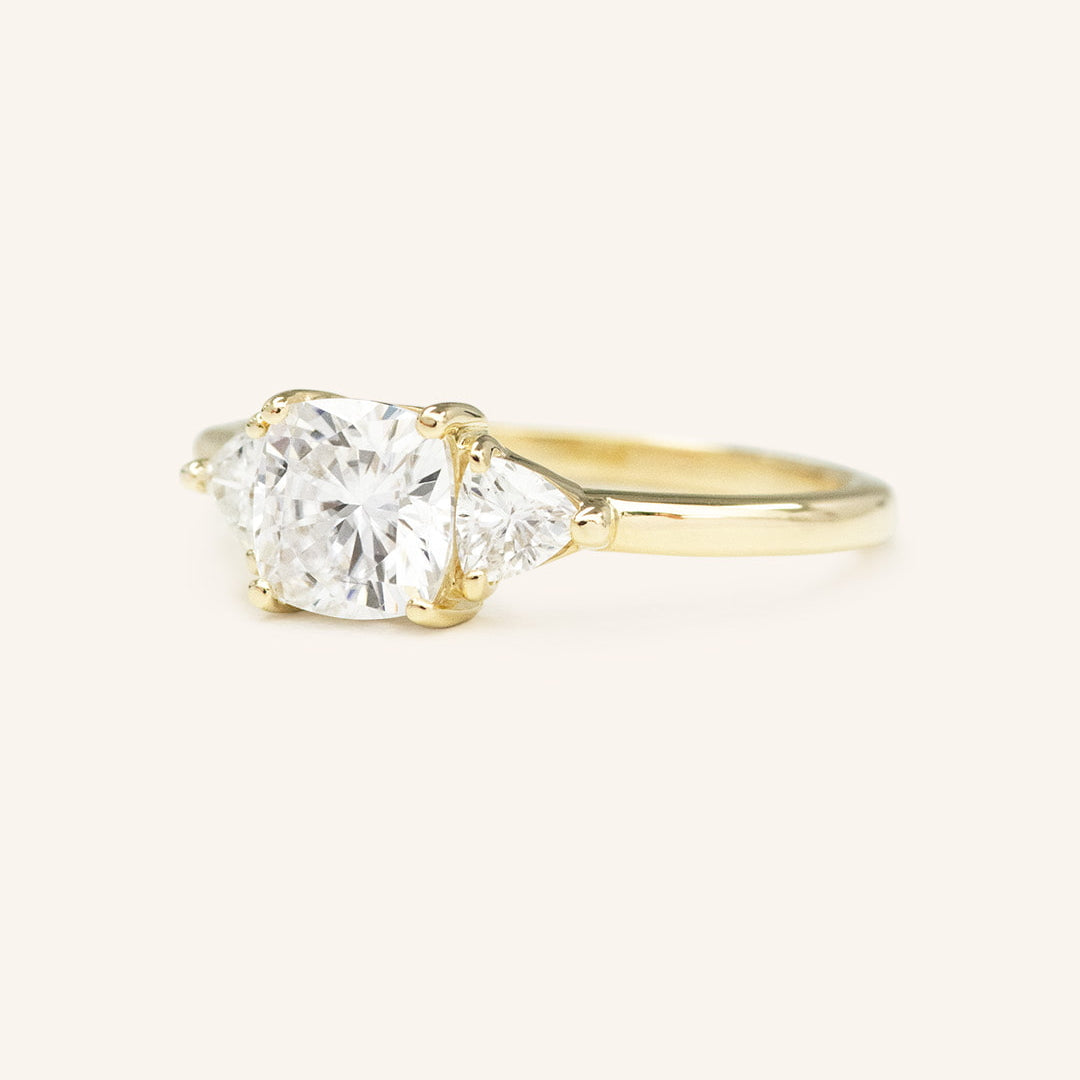 Stunning 2 CT Cushion Moissanite Engagement Ring with Three Stone Design 2