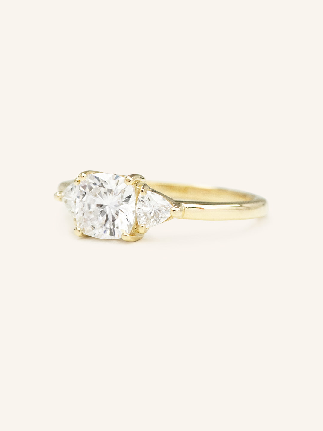 Stunning 2 CT Cushion Moissanite Engagement Ring with Three Stone Design 2