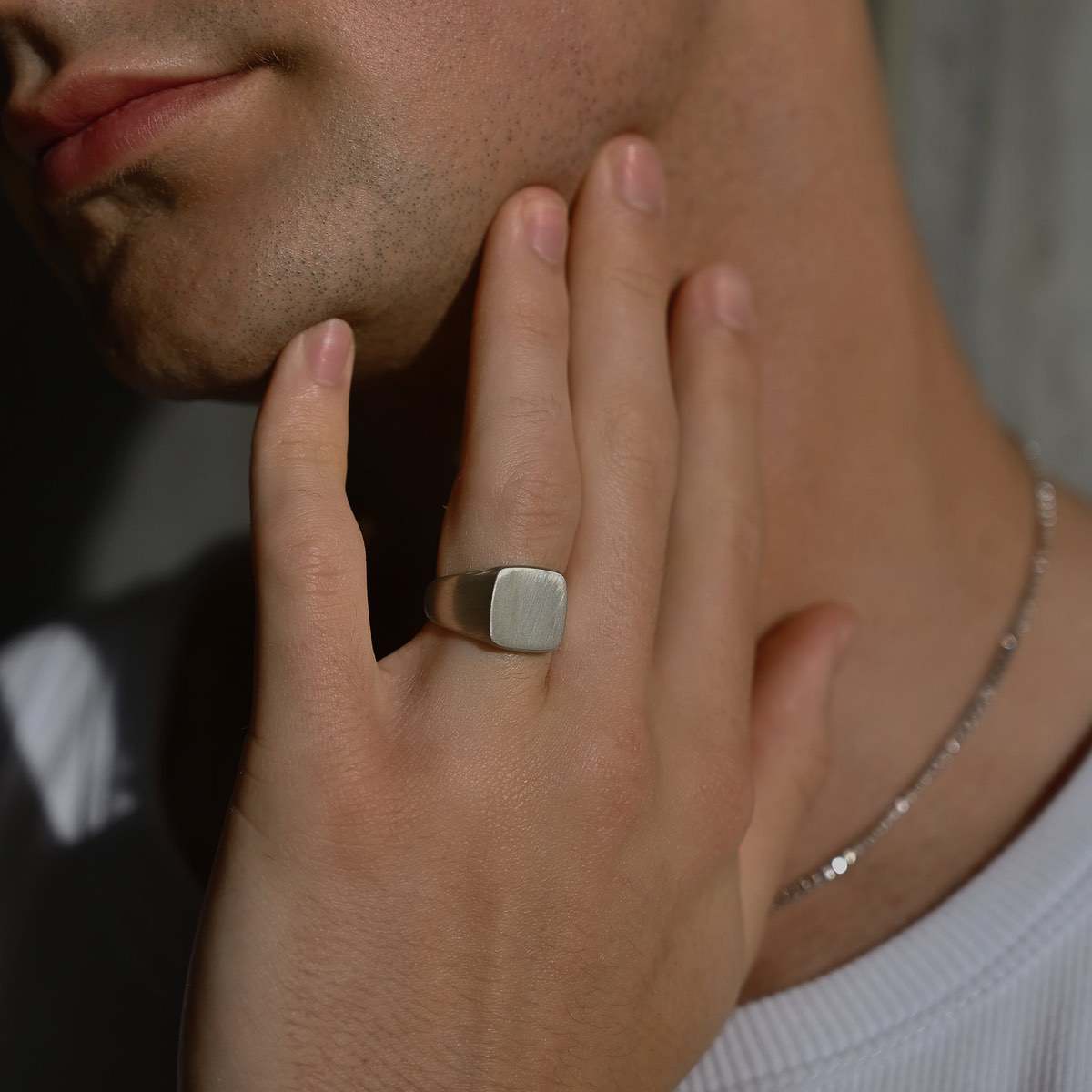 Stunning Men's Square Signet Wedding Bands 5