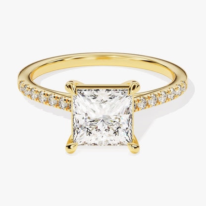 Stunning 1.0-20 CT Princess Moissanite Engagement Ring with Pave Design 1