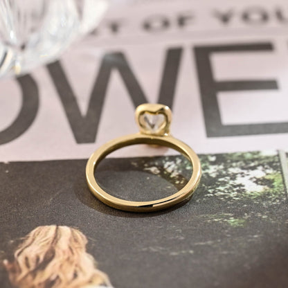 1.0 CT Emerald Cut Moissanite Engagement Ring with Half Bezel Design 3