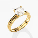 1.50 CT Round Cut Moissanite Bridal Ring Set with Plain Wedding Bands 2