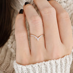 Stunning 0.3 TCW Round & Marquise Moissanite Stones Curved Wedding Band 5