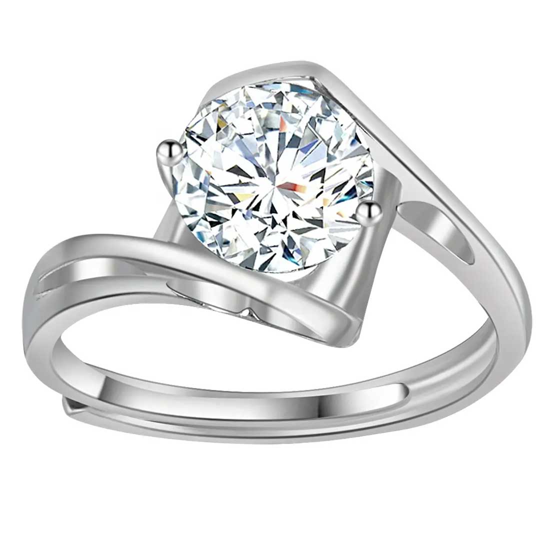 Round Cut Swirl StyleCubic Zirconia in 925 Sterling Silver Ring 3
