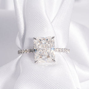 Stunning 7.0 CT Radiant Cut Moissanite Engagement Ring with Pave Design