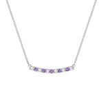 0.15 CT Round Amethyst Lab Made Diamond- February Birthstone Bar Necklace 9