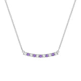 0.15 CT Round Amethyst Lab Made Diamond- February Birthstone Bar Necklace 9