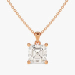 1.0 CT Asscher Moissanite Diamond solitaire Pendant Necklace in Solid Gold 3