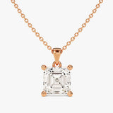 1.0 CT Asscher Moissanite Diamond solitaire Pendant Necklace in Solid Gold 3