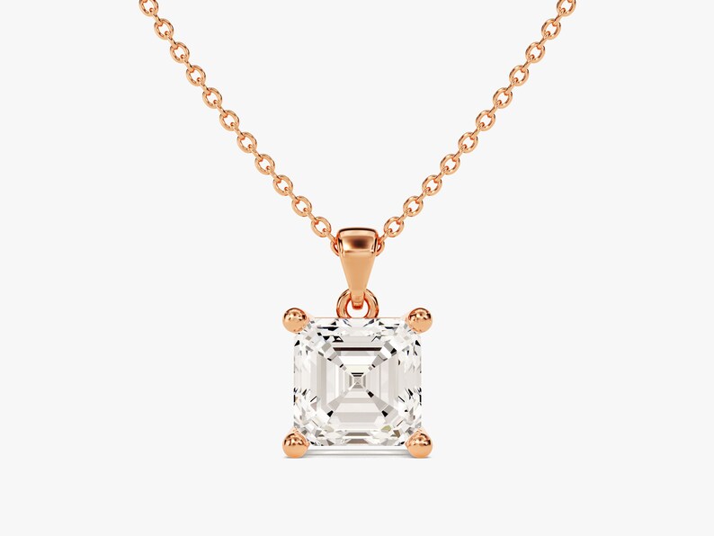 1.0 CT Asscher Moissanite Diamond solitaire Pendant Necklace in Solid Gold 3
