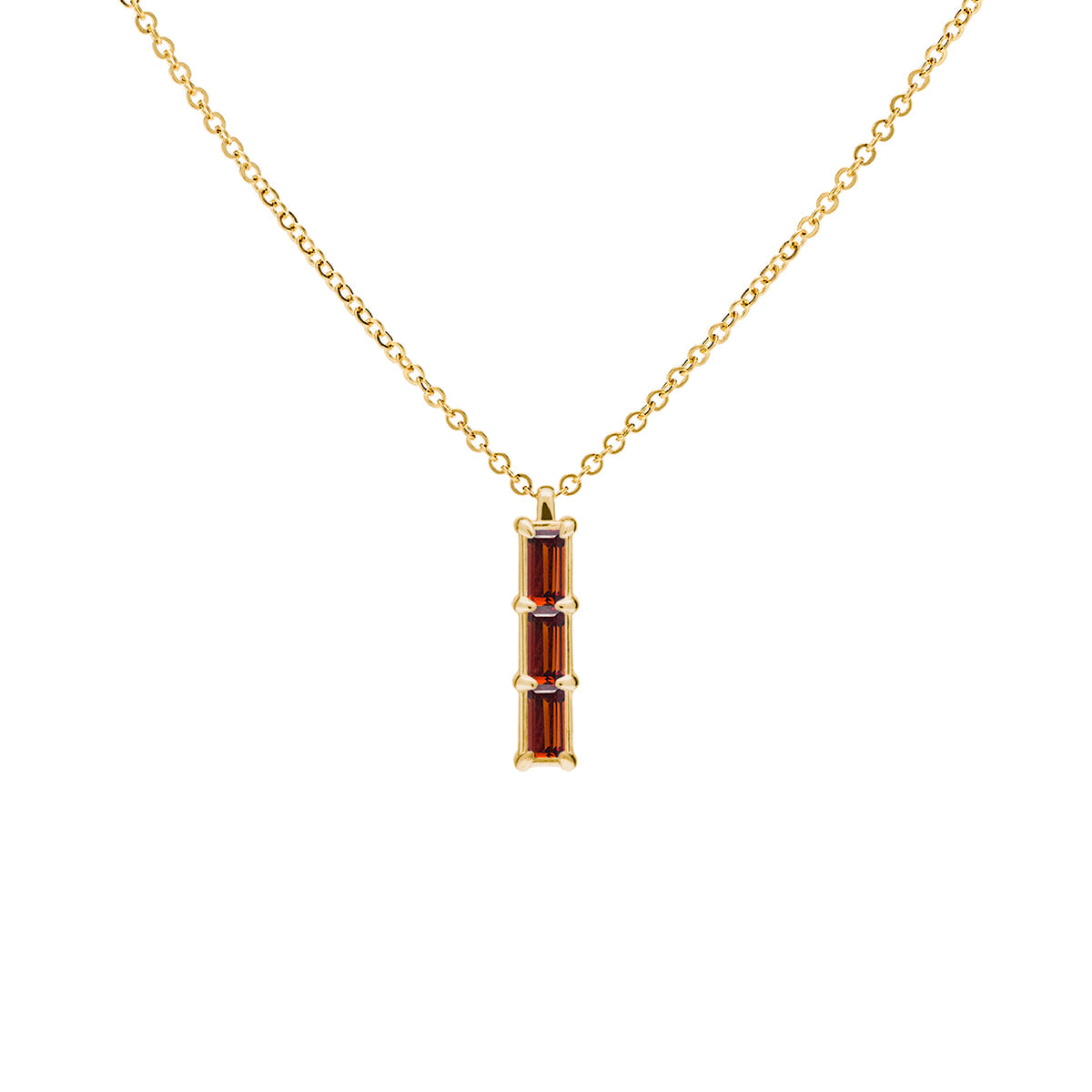 0.14 TCW Baguette Garnet Lab Made Diamond- January Birthstone Necklace 1