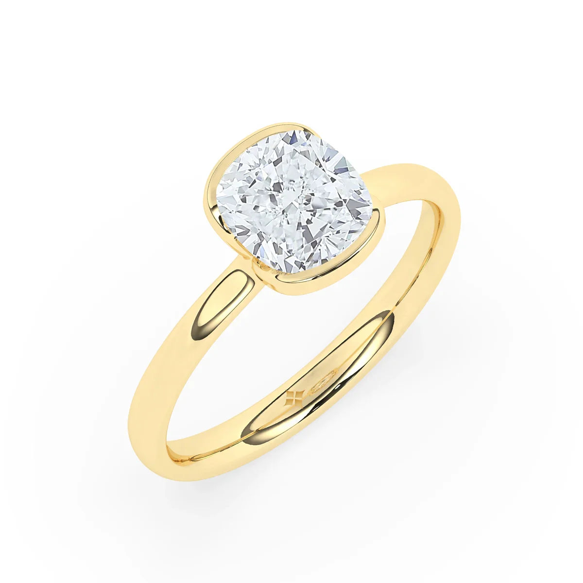 Stunning 2.0 CT Cushion Moissanite Engagement Ring with Half Bezel Design 3