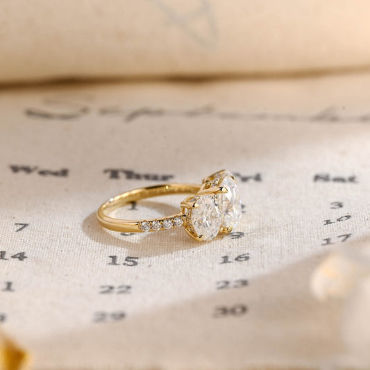 Stunning 3.0 CT Oval Moissanite Engagement Ring with 3 Stones Design 2