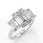 Stunning 2.53 CT Emerald Moissanite Engagement Ring with Three Stone Design 5