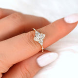 Stunning 1 CT Marquise Moissanite Engagement Ring With Cluster Design 7