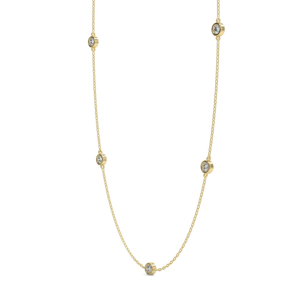 1.50 CT Round Moissanite Diamond Bezel Pendant Necklace in Solid Gold 3