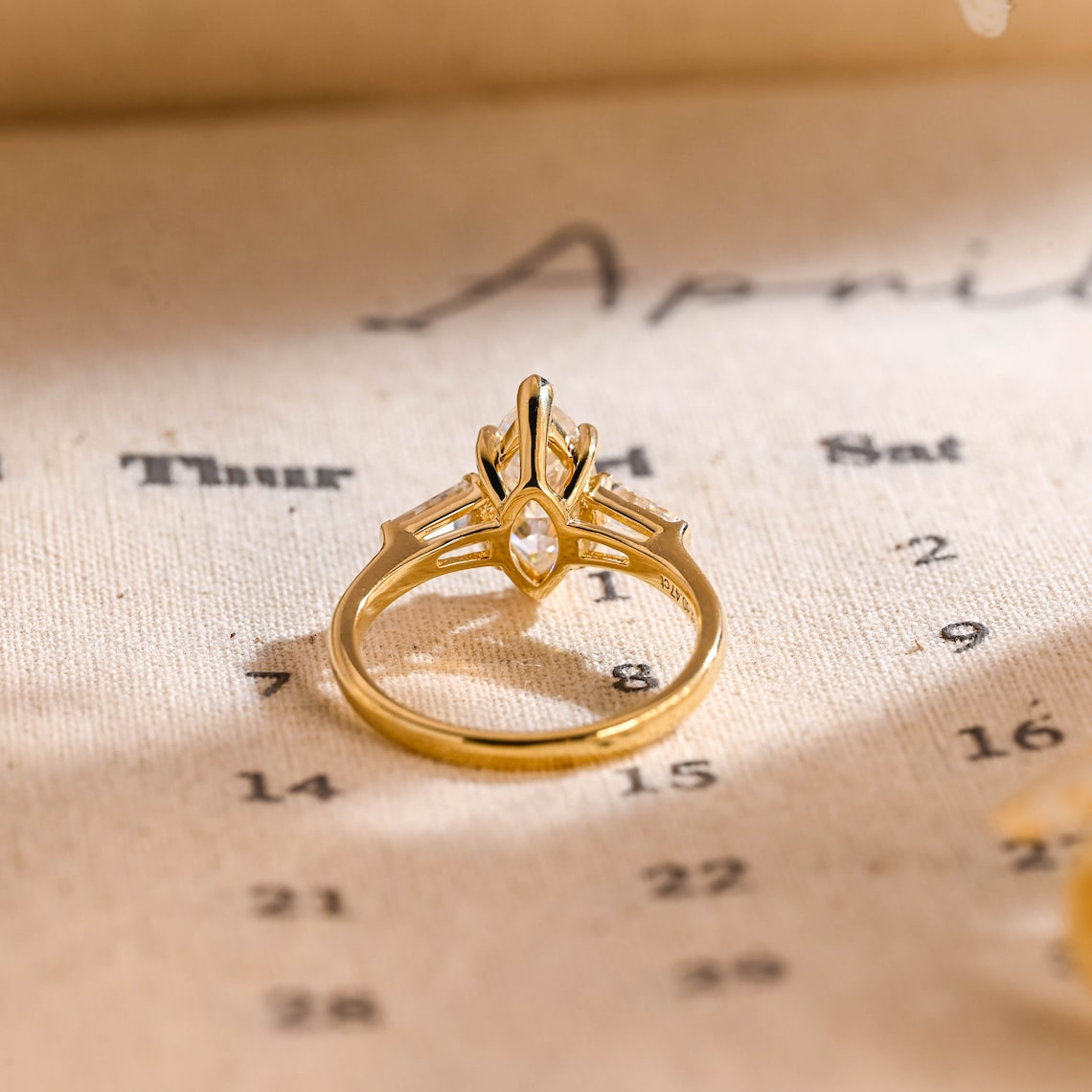 Stunning 3.0 CT Marquise Moissanite Engagement Ring with 3 Stones Design 7