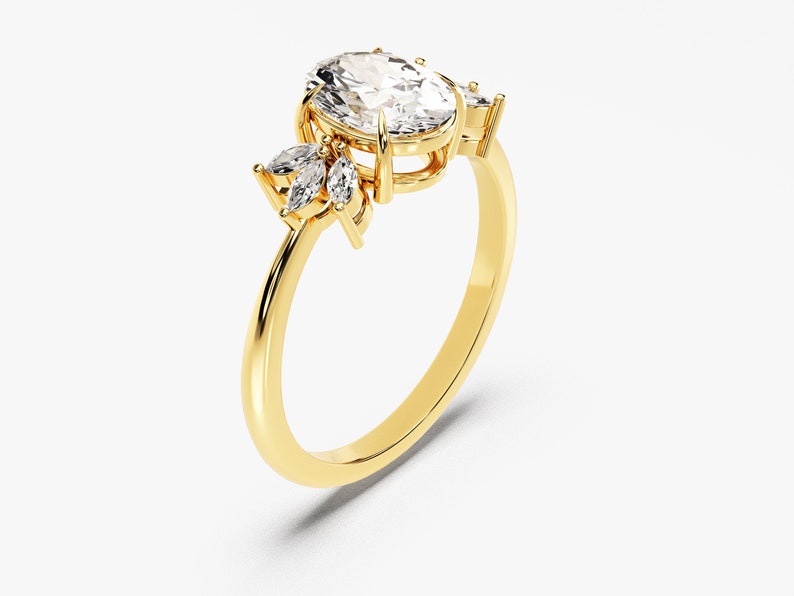 Stunning 1.50 CT Oval Moissanite Engagement Ring with Cluster Design 2