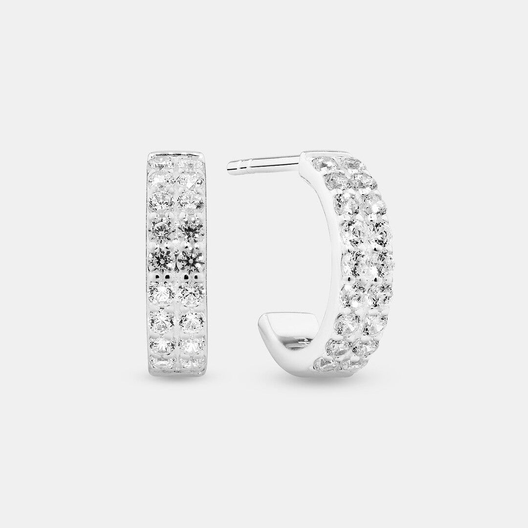 Round Cut Cubic Zirconia in 925 Sterling Silver Earrings 1