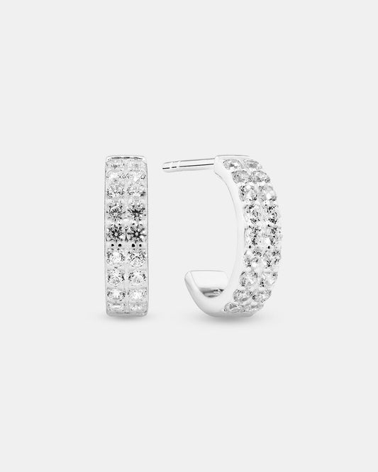 Round Cut Cubic Zirconia in 925 Sterling Silver Earrings 1