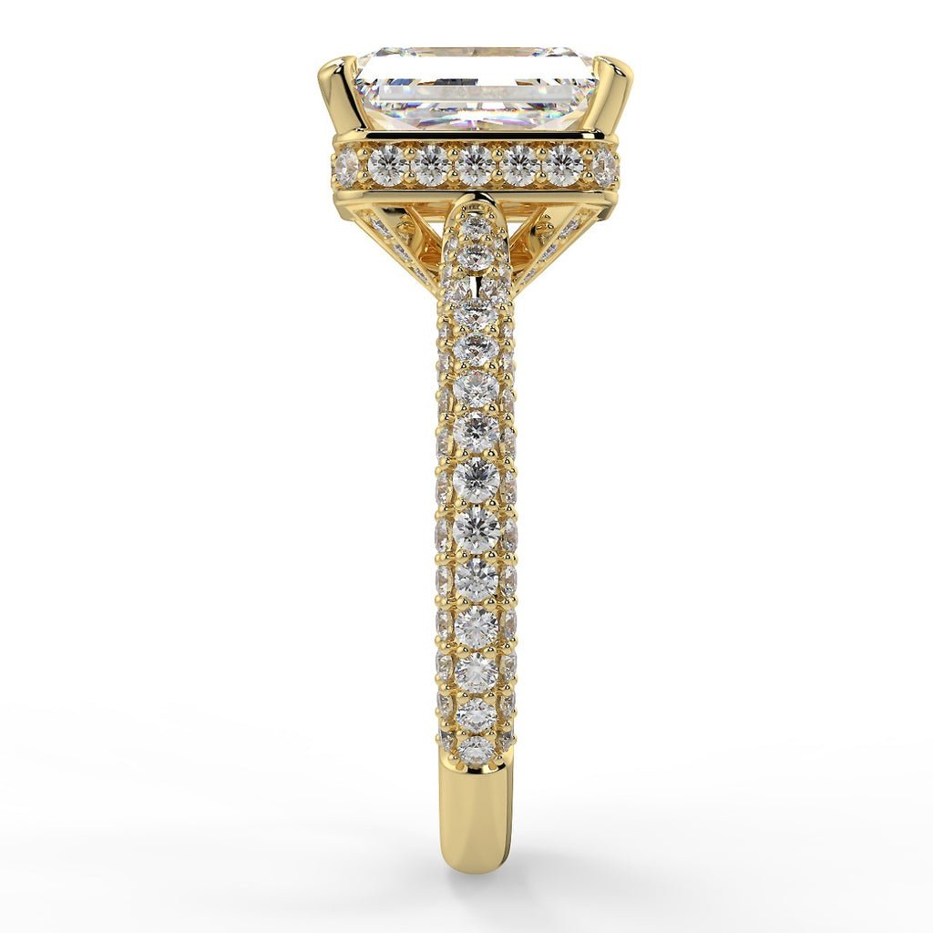 Stunning 2.45 CT Radiant Moissanite Engagement Ring with Hidden Halo & Three Side Pave Design 4